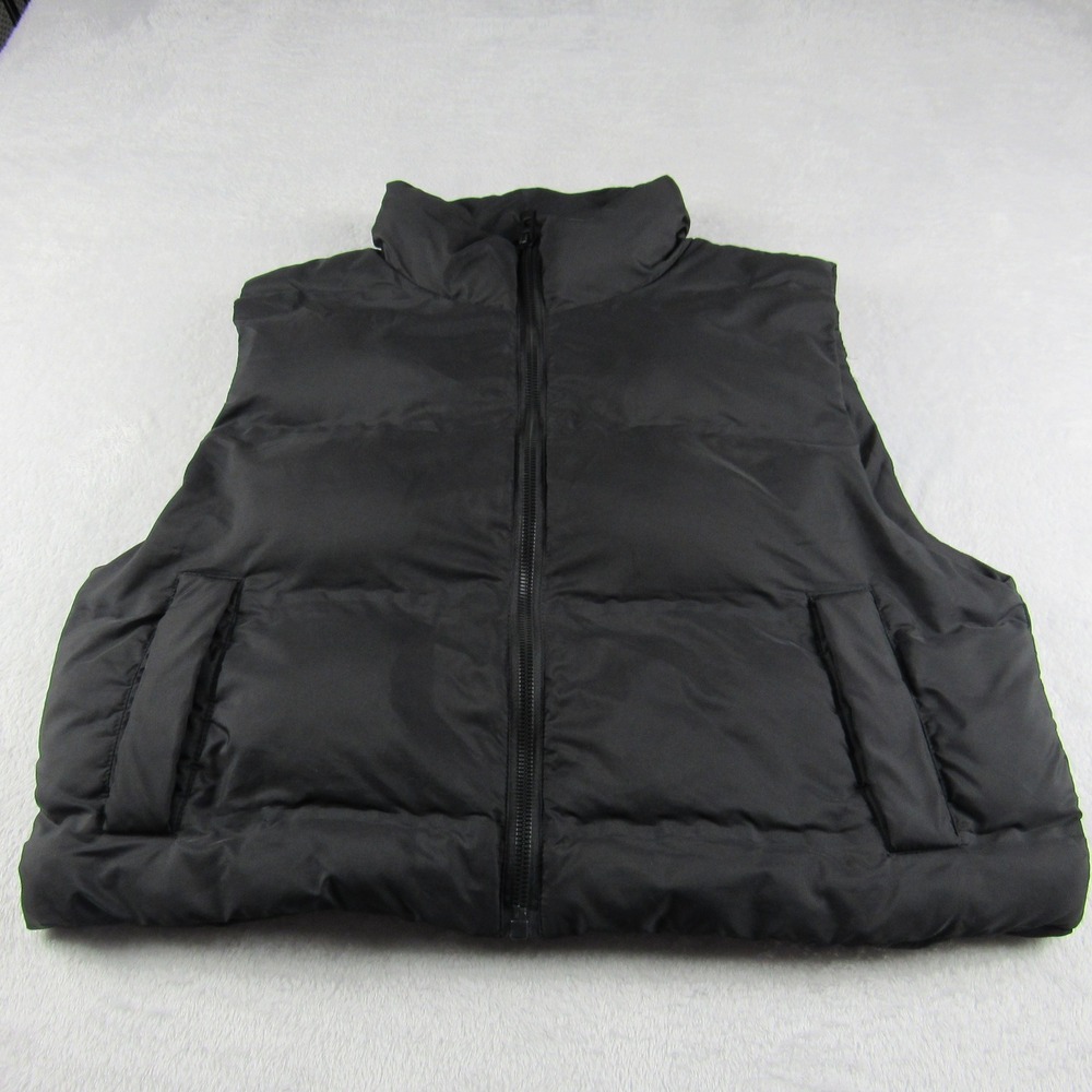 Zara Puffer Vest Unisex XL Black Sleeveless Quilted Full Zip Jacket